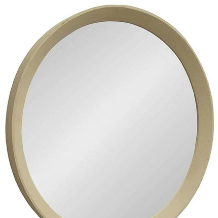 20" Cream Round Wood Framed Accent Mirror