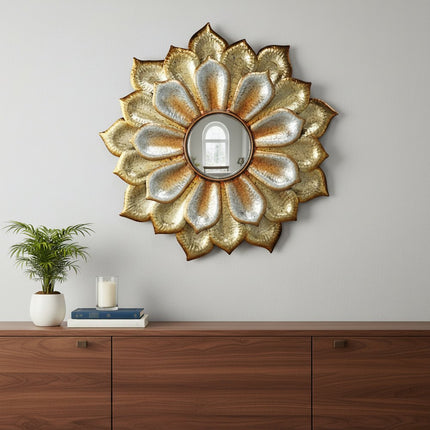 36" Gold Metal Flower Framed Accent Mirror