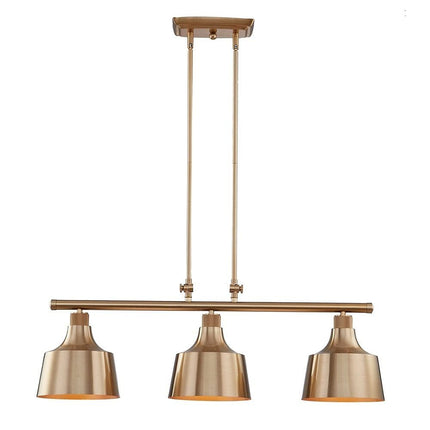 Gold Kitchen Island Three Light Metal Dimmable Chandelier With Gold Shades