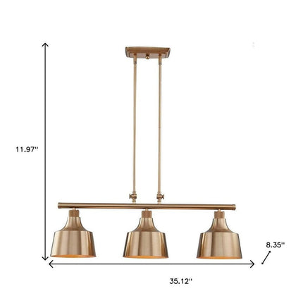 Gold Kitchen Island Three Light Metal Dimmable Chandelier With Gold Shades
