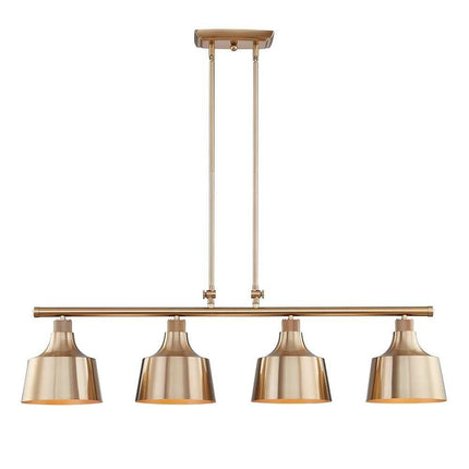 Gold Kitchen Island Four Light Metal Dimmable Chandelier With Gold Shades