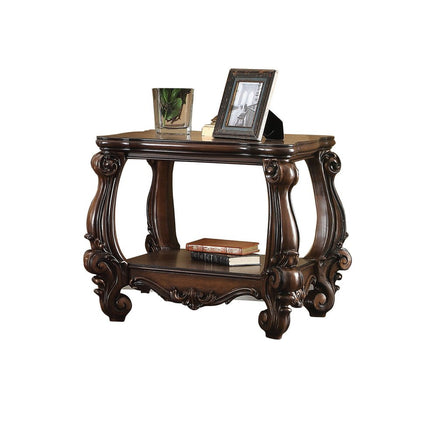 26" Cherry Oak Manufactured Wood Square End Table With Shelf