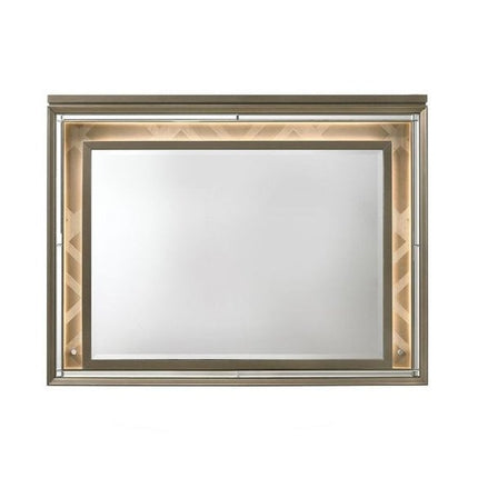 37" Champagne Lighted Wood Framed Mounted Dresser Mirror