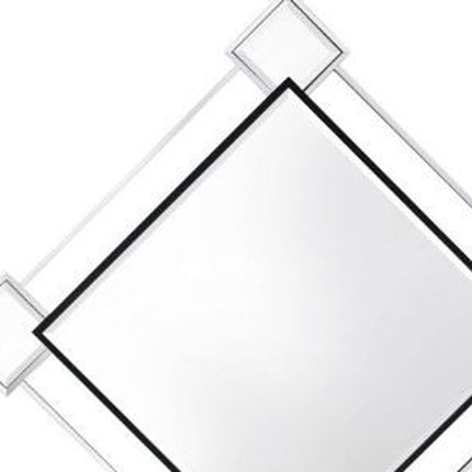 45" Gray And Black Abstract Metal Framed Accent Mirror