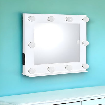 26" White Metal Framed Mounted Accent Mirror