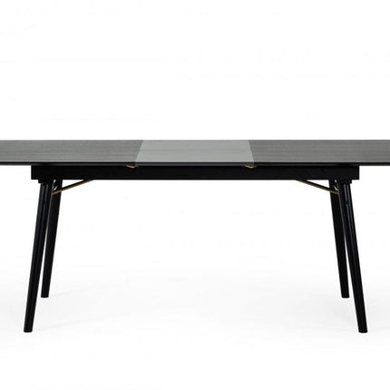 71" Black Rectangular Manufactured Wood Butterfly Leaf Dining Table