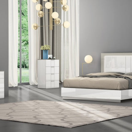 King White High Gloss Bed Frame with LED Headboard