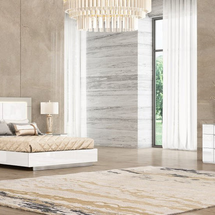 King White High Gloss Bed Frame with LED Headboard