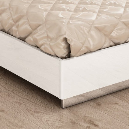King White High Gloss Bed Frame with LED Headboard