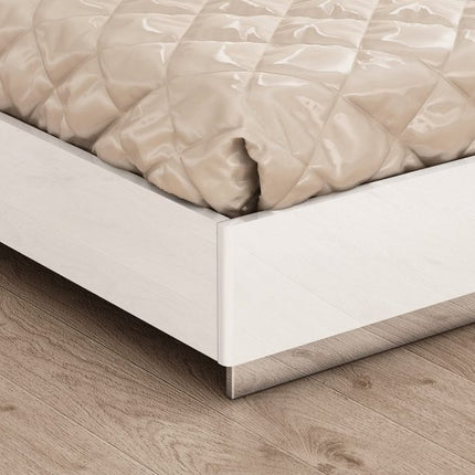 White And Taupe Wood Queen Bed Frame
