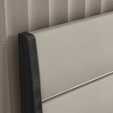 Queen Dark Grey High Gloss Bed Frame with Faux Leather Headboard