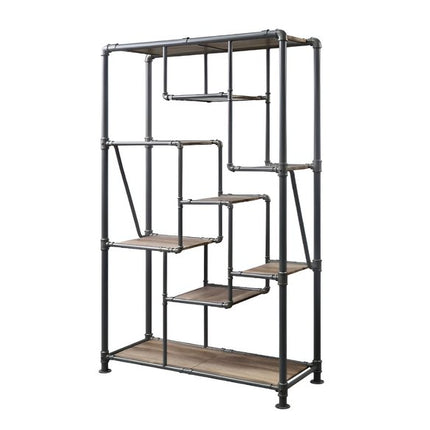 Gray And Brown Metal Eight Tier Bookcase