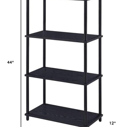 44" Black Metal and Wood Four Tier Etagere Bookcase