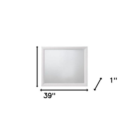 35" White Square Wood Framed Mounted Dresser Mirror