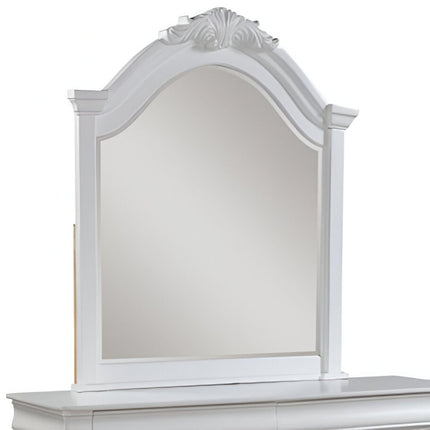 43" White Solid Wood Crowned Top Dresser Mount Framed Mirror