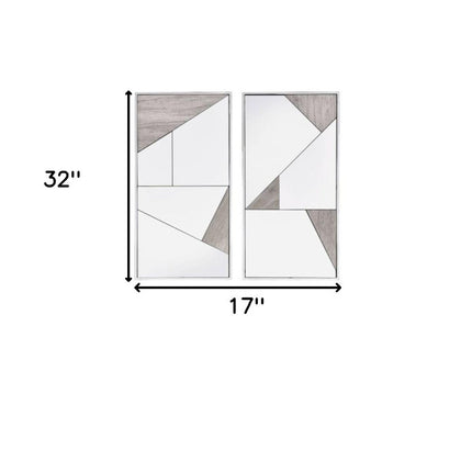 Set of Two Natural Metal Framed Accent Mirror