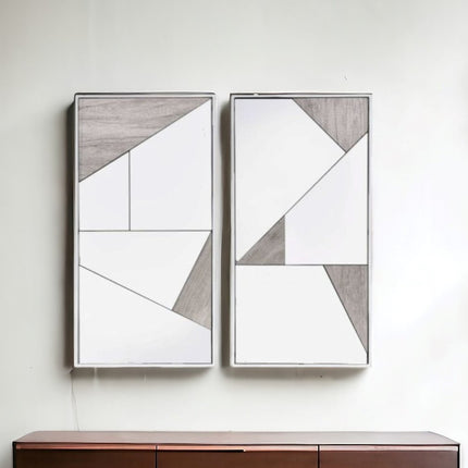 Set of Two Natural Metal Framed Accent Mirror