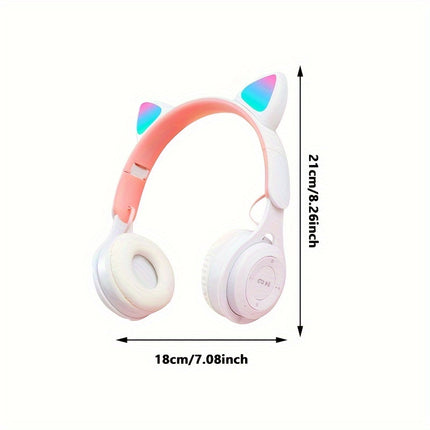 1pc Cute Glowing Cat Ear Headband Headphones Wireless, Long-Lasting, Multi-Color Options