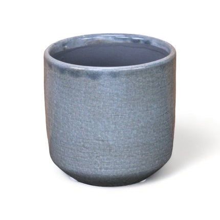 Gray Ceramic 44 Ounce Crackle Mosaic Round Distressed Pot Planter