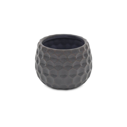 Gray Ceramic 17 Ounce Round Distressed Pot Planter