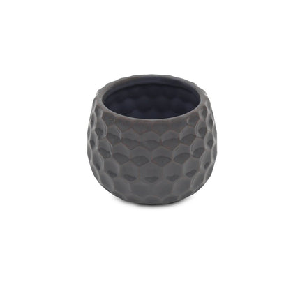 Gray Ceramic 17 Ounce Round Distressed Pot Planter