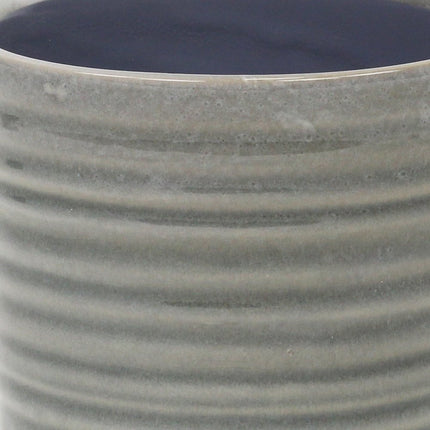 Gray Ceramic 23 Ounce Striped Round Distressed Pot Planter