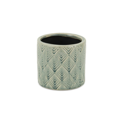 Green Ceramic 16 Ounce Geometric Round Distressed Pot Planter
