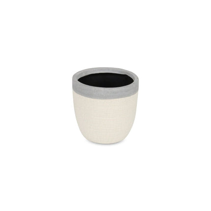 Gray And Ivory Ceramic 41 Ounce Crackle Round Distressed Pot Planter