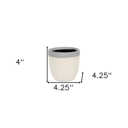 Gray And Ivory Ceramic 41 Ounce Crackle Round Distressed Pot Planter
