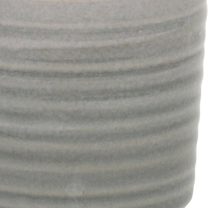 Gray Ceramic 19 Ounce Striped Round Distressed Pot Planter
