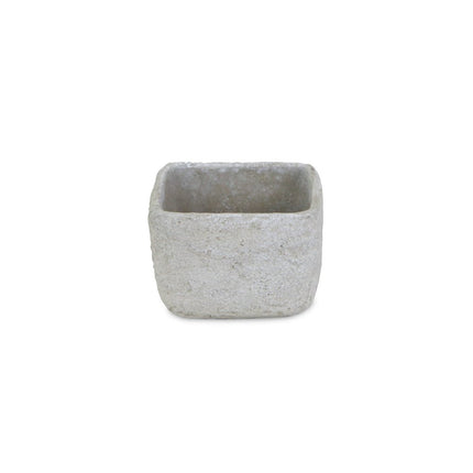 Gray Cement 6 Ounce Crackle Square Distressed Pot Planter
