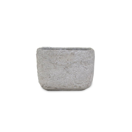 Gray Cement 6 Ounce Crackle Square Distressed Pot Planter