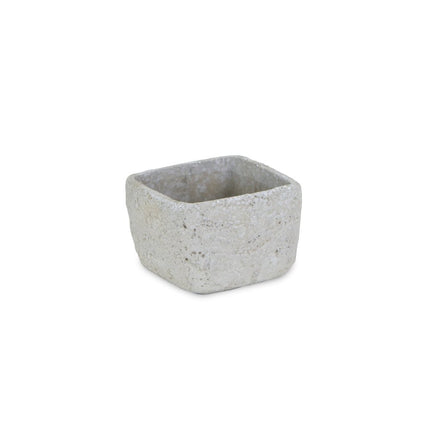 Gray Cement 6 Ounce Crackle Square Distressed Pot Planter