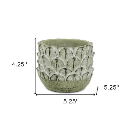 Black And Gray Cement 49 Ounce Leaf Round Distressed Pot Planter