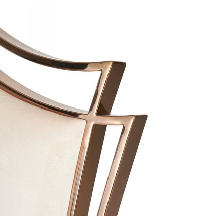 Set of Two Tufted Beige And Rose Gold Upholstered Velvet Dining Side Chairs