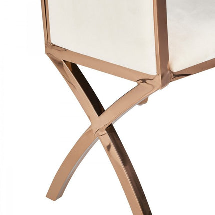 Set of Two Tufted Beige And Rose Gold Upholstered Velvet Dining Side Chairs