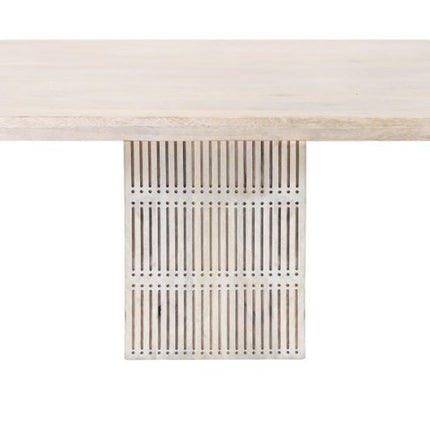 60" Ivory Square Solid Wood Pedestal Base Dining Table