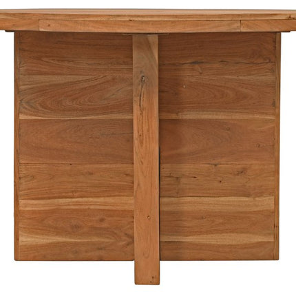 60" Natural Rounded Solid Wood Pedestal Base Dining Table