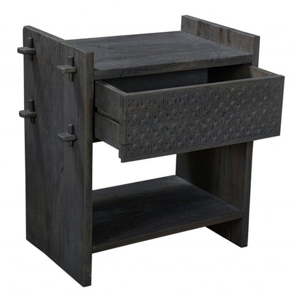 26" Dark Gray One Drawer Nightstand