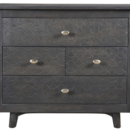 30" Gray Solid Wood Four Drawer Nightstand