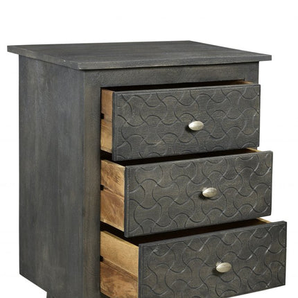 30" Gray Three Drawer Nightstand