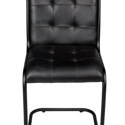 Tufted Black Upholstered Leather Dining Side Chair