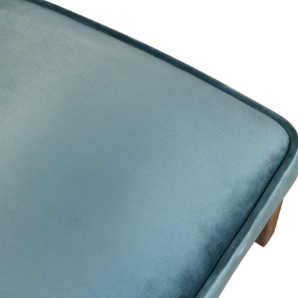 Set of Two Teal Blue and Brown Upholstered Velvet Dining Parsons Chairs