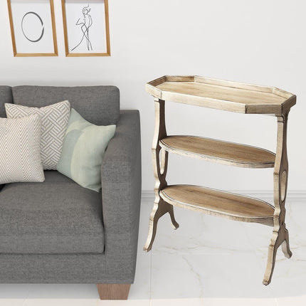 28" Gray End Table With Two Shelves