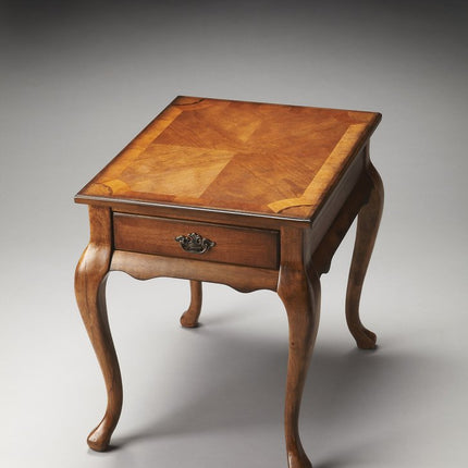 25" Medium Brown Solid and Manufactured Wood End Table With Drawer