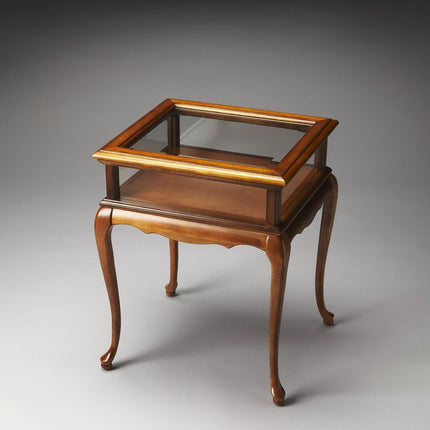 25" Brown And Clear Glass End Table