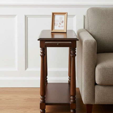 24" Wood Brown End Table With Shelf
