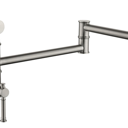 Wall mounted Pot Filler Faucet, Modern Brass Pot Filler Two-Attachment Wall Mount Folding Kitchen Pot Filler Swing Arm