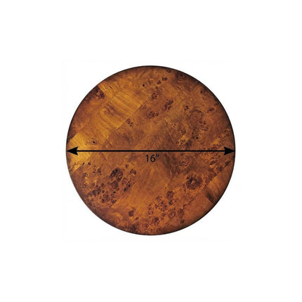 24" Medium Brown Burl Veneer Round End Table