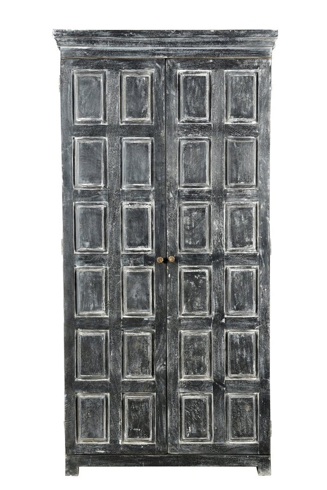 72" Dark Gray Solid Wood Pantry Or Storage Closet